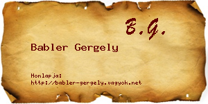Babler Gergely névjegykártya
